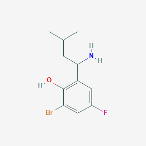 molecular formula C11H15BrFNO B13233888 2-(1-Amino-3-methylbutyl)-6-bromo-4-fluorophenol 
