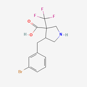 molecular formula C13H13BrF3NO2 B13233903 4-[(3-Bromophenyl)methyl]-3-(trifluoromethyl)pyrrolidine-3-carboxylic acid 