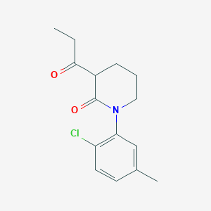 molecular formula C15H18ClNO2 B13233908 1-(2-Chloro-5-methylphenyl)-3-propanoylpiperidin-2-one 