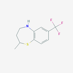 molecular formula C11H12F3NS B13233911 2-Methyl-7-(trifluoromethyl)-2,3,4,5-tetrahydro-1,5-benzothiazepine 