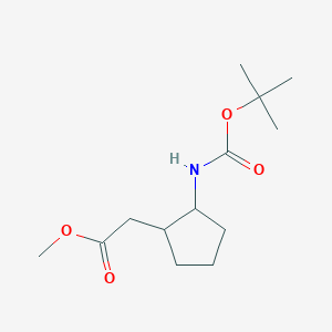 molecular formula C13H23NO4 B13233916 Methyl 2-(2-{[(tert-butoxy)carbonyl]amino}cyclopentyl)acetate 