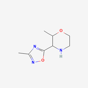 molecular formula C8H13N3O2 B13233927 2-Methyl-3-(3-methyl-1,2,4-oxadiazol-5-yl)morpholine 