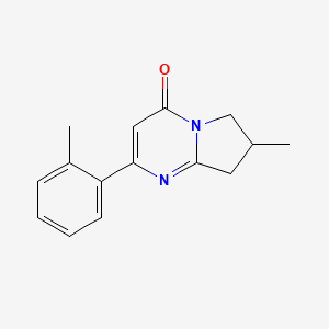 molecular formula C15H16N2O B13233970 7-Methyl-2-(2-methylphenyl)-4H,6H,7H,8H-pyrrolo[1,2-a]pyrimidin-4-one 