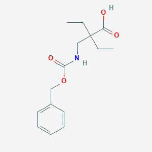 molecular formula C15H21NO4 B13234013 2-(([(Benzyloxy)carbonyl]amino)methyl)-2-ethylbutanoic acid 