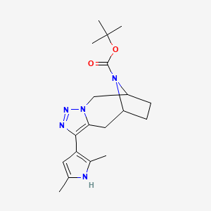 molecular formula C19H27N5O2 B13234015 tert-Butyl 6-(2,5-dimethyl-1H-pyrrol-3-yl)-3,4,5,12-tetraazatricyclo[7.2.1.0,3,7]dodeca-4,6-diene-12-carboxylate 