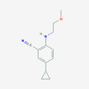 molecular formula C13H16N2O B13234037 5-Cyclopropyl-2-[(2-methoxyethyl)amino]benzonitrile 