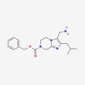 molecular formula C19H26N4O2 B13234049 Benzyl 3-(aminomethyl)-2-(2-methylpropyl)-5H,6H,7H,8H-imidazo[1,2-a]pyrazine-7-carboxylate 