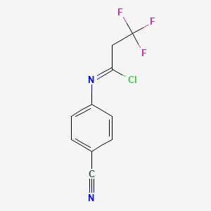 molecular formula C10H6ClF3N2 B13234076 N-(4-cyanophenyl)-3,3,3-trifluoropropanimidoyl chloride 