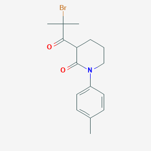molecular formula C16H20BrNO2 B13234095 3-(2-Bromo-2-methylpropanoyl)-1-(4-methylphenyl)piperidin-2-one 