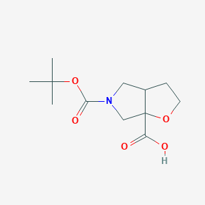 molecular formula C12H19NO5 B13234119 5-[(tert-butoxy)carbonyl]-hexahydro-2H-furo[2,3-c]pyrrole-6a-carboxylic acid 
