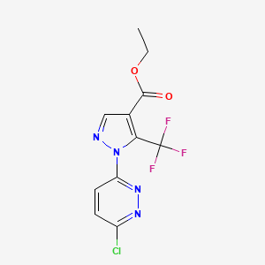 molecular formula C11H8ClF3N4O2 B13234127 ethyl 1-(6-chloropyridazin-3-yl)-5-(trifluoromethyl)-1H-pyrazole-4-carboxylate 