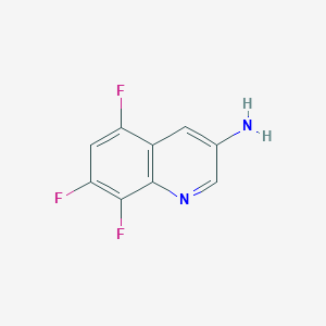 molecular formula C9H5F3N2 B13234175 5,7,8-Trifluoroquinolin-3-amine 