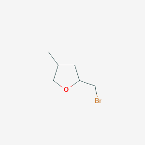 molecular formula C6H11BrO B13234343 2-(Bromomethyl)-4-methyloxolane 