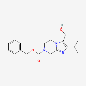 molecular formula C18H23N3O3 B13234367 Benzyl 3-(hydroxymethyl)-2-(propan-2-yl)-5H,6H,7H,8H-imidazo[1,2-a]pyrazine-7-carboxylate 