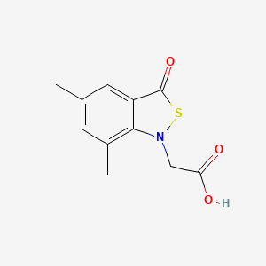 molecular formula C11H11NO3S B13234379 2-(5,7-Dimethyl-3-oxo-1,3-dihydro-2,1-benzothiazol-1-yl)acetic acid 