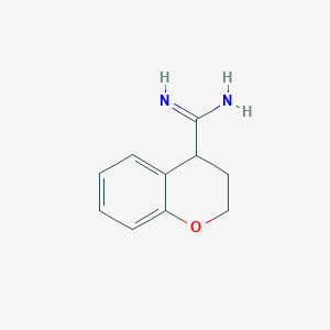 molecular formula C10H12N2O B13234432 3,4-dihydro-2H-1-benzopyran-4-carboximidamide 