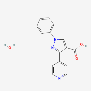 molecular formula C15H13N3O3 B13234440 1-phenyl-3-(pyridin-4-yl)-1H-pyrazole-4-carboxylic acid hydrate 