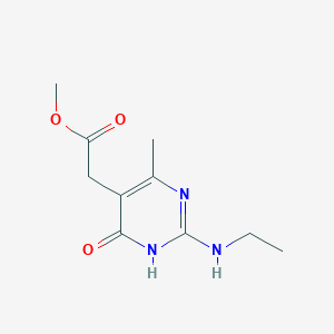 molecular formula C10H15N3O3 B13234474 Methyl 2-[2-(ethylamino)-4-methyl-6-oxo-1,6-dihydropyrimidin-5-yl]acetate 