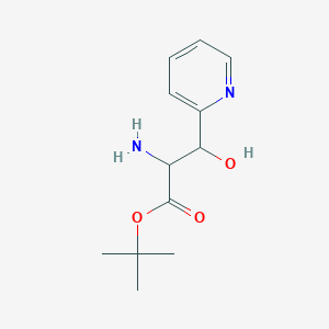 molecular formula C12H18N2O3 B13234512 tert-Butyl 2-amino-3-hydroxy-3-(pyridin-2-yl)propanoate 