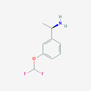 molecular formula C9H11F2NO B13234563 (1R)-1-[3-(difluoromethoxy)phenyl]ethan-1-amine 