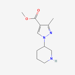 molecular formula C11H17N3O2 B13234596 Methyl 3-methyl-1-(piperidin-3-yl)-1H-pyrazole-4-carboxylate 