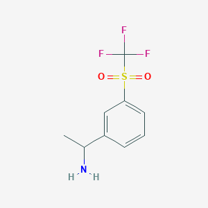 molecular formula C9H10F3NO2S B13234611 1-(3-Trifluoromethanesulfonylphenyl)ethan-1-amine 