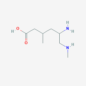 molecular formula C8H18N2O2 B13234622 5-Amino-3-methyl-6-(methylamino)hexanoic acid 