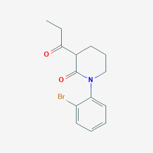 molecular formula C14H16BrNO2 B13234655 1-(2-Bromophenyl)-3-propanoylpiperidin-2-one 