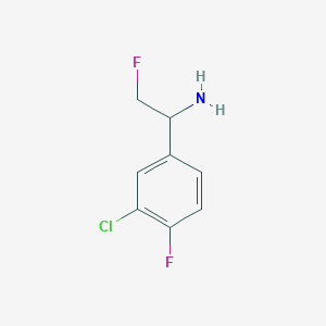 molecular formula C8H8ClF2N B13234667 1-(3-Chloro-4-fluorophenyl)-2-fluoroethan-1-amine 