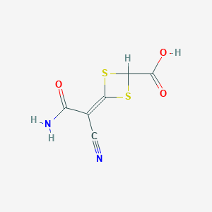 molecular formula C6H4N2O3S2 B13234671 4-(2-Amino-1-cyano-2-oxoethylidene)-1,3-dithietane-2-carboxylic acid 