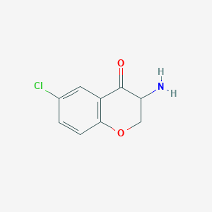 molecular formula C9H8ClNO2 B13234697 3-Amino-6-chloro-3,4-dihydro-2H-1-benzopyran-4-one 