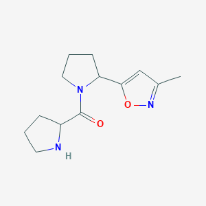 molecular formula C13H19N3O2 B13234730 3-Methyl-5-[1-(pyrrolidine-2-carbonyl)pyrrolidin-2-yl]-1,2-oxazole 