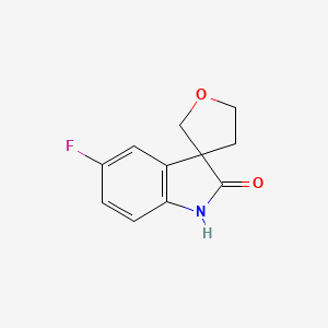 molecular formula C11H10FNO2 B13234770 5-Fluoro-1,2-dihydrospiro[indole-3,3'-oxolane]-2-one 