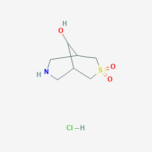 molecular formula C7H14ClNO3S B13234813 9-Hydroxy-3-thia-7-azabicyclo[3.3.1]nonane 3,3-dioxide hydrochloride 