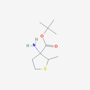 molecular formula C10H19NO2S B13234827 tert-Butyl 3-amino-2-methylthiolane-3-carboxylate 