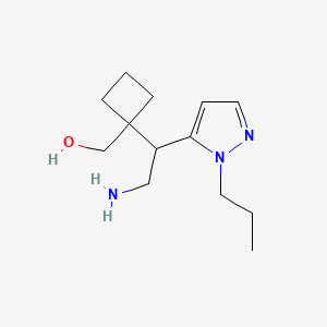 molecular formula C13H23N3O B13234894 {1-[2-amino-1-(1-propyl-1H-pyrazol-5-yl)ethyl]cyclobutyl}methanol 