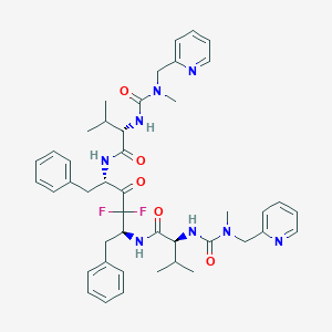 molecular formula C44H54F2N8O5 B132349 2,5,10,13-Tetraazatetradecanediamide, 7,7-difluoro-N,N'-dimethyl-3,12-bis(1-methylethyl)-4,8,11-trioxo-6,9-bis(phenylmethyl)-N,N'-bis(2-pyridinylmethyl)-, (3S,6S,9S,12S)- CAS No. 144162-29-8