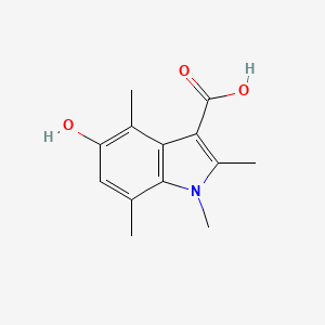 molecular formula C13H15NO3 B13234910 5-Hydroxy-1,2,4,7-tetramethyl-1H-indole-3-carboxylic acid 