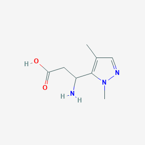 molecular formula C8H13N3O2 B13234932 3-Amino-3-(1,4-dimethyl-1H-pyrazol-5-yl)propanoic acid 