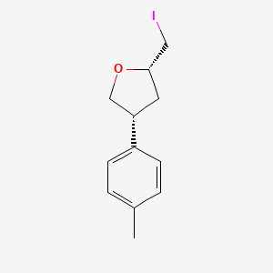 molecular formula C12H15IO B13234946 (2S,4R)-2-(Iodomethyl)-4-(4-methylphenyl)oxolane 