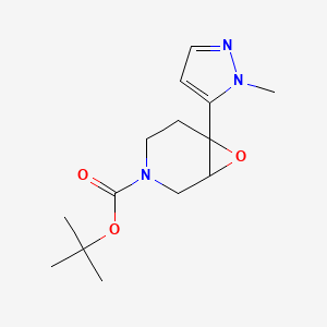 molecular formula C14H21N3O3 B13234974 tert-Butyl 6-(1-methyl-1H-pyrazol-5-yl)-7-oxa-3-azabicyclo[4.1.0]heptane-3-carboxylate 