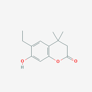 molecular formula C13H16O3 B13235012 6-Ethyl-7-hydroxy-4,4-dimethyl-3,4-dihydro-2H-1-benzopyran-2-one 