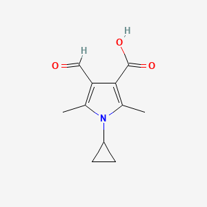 molecular formula C11H13NO3 B13235021 1-Cyclopropyl-4-formyl-2,5-dimethyl-1H-pyrrole-3-carboxylic acid 