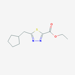 molecular formula C11H16N2O2S B13235043 Ethyl 5-(cyclopentylmethyl)-1,3,4-thiadiazole-2-carboxylate 