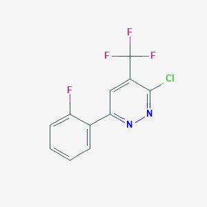 molecular formula C11H5ClF4N2 B13235116 3-Chloro-6-(2-fluorophenyl)-4-(trifluoromethyl)pyridazine 