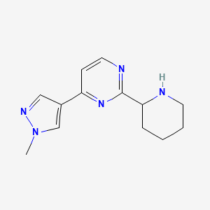 molecular formula C13H17N5 B13235199 4-(1-Methyl-1H-pyrazol-4-yl)-2-(piperidin-2-yl)pyrimidine 