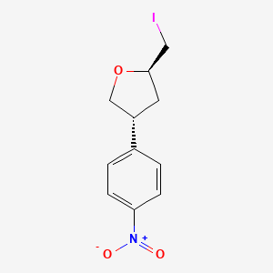 molecular formula C11H12INO3 B13235237 (2R,4R)-2-(Iodomethyl)-4-(4-nitrophenyl)oxolane 