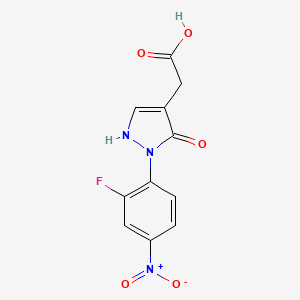 molecular formula C11H8FN3O5 B13235241 2-[2-(2-Fluoro-4-nitrophenyl)-3-oxo-2,3-dihydro-1H-pyrazol-4-yl]acetic acid 