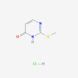 molecular formula C5H7ClN2OS B13235251 2-(Methylsulfanyl)-3,4-dihydropyrimidin-4-one hydrochloride 
