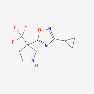 molecular formula C10H12F3N3O B13235268 3-Cyclopropyl-5-[3-(trifluoromethyl)pyrrolidin-3-yl]-1,2,4-oxadiazole 